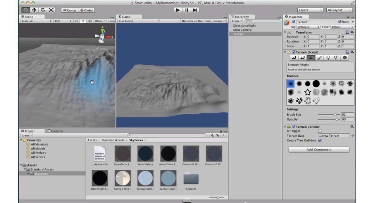 MESISE.COM - สอน Unity 3D - skybox terrain