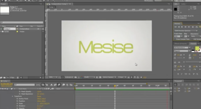 MESISE STUDIO – สอน After effect โมชั่นข้อความง่าย ๆ